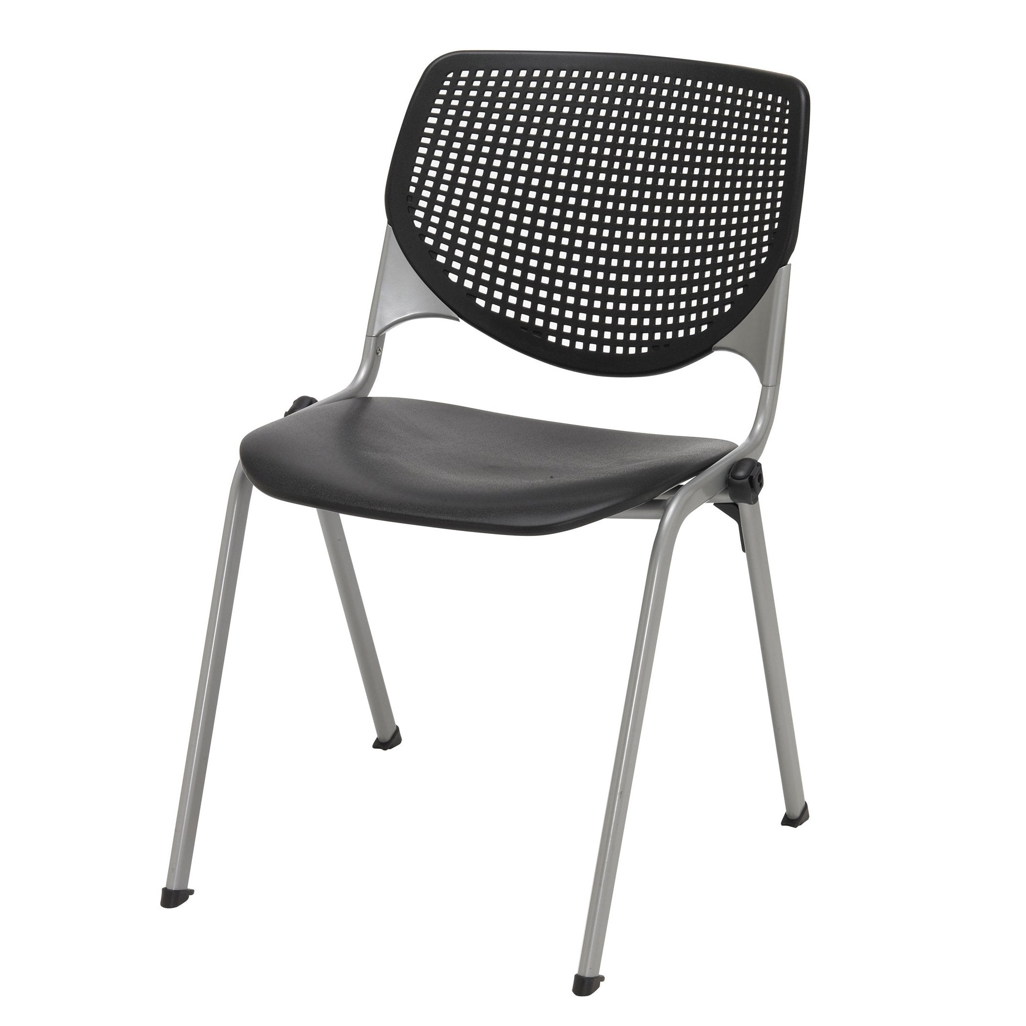 Kfi Seating Kool Series Polypropylene Stack Chair With Perforated Back, Black Finish